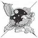 A celestial themed tattoo incorporating our wedding date June 15, 2024 tattoo design idea