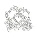 A minimalist design of intertwined hearts with our wedding date June 15, 2024 subtly integrated tattoo design idea