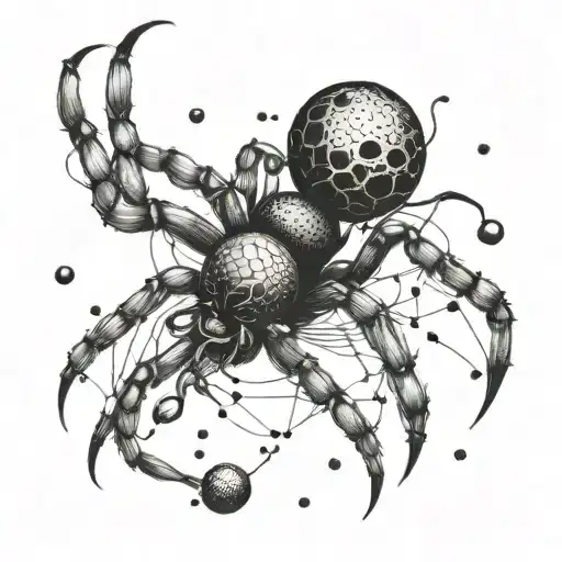 spider and little children tattoo design idea