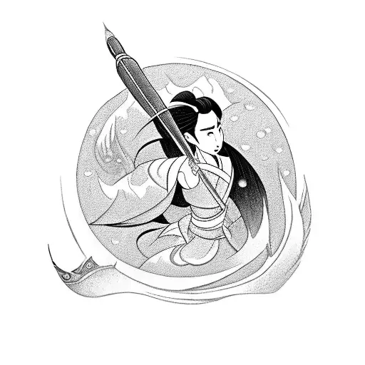 1998's mulan movie mini symbols that represents the movie tattoo design idea