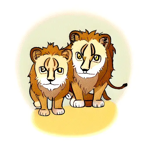 lion with 2 cubs tattoo design idea