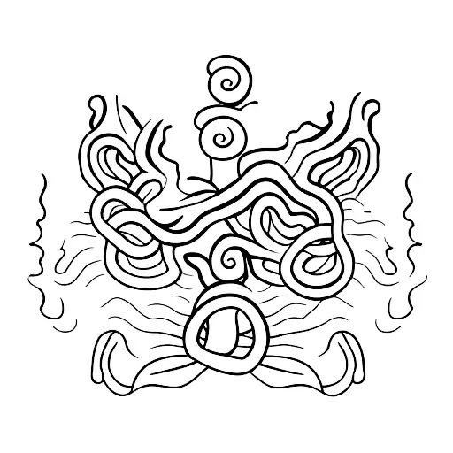 A minimalist tattoo of lungs with waves and mountains flowing through them, representing the respiratory therapist's connection to nature tattoo design idea