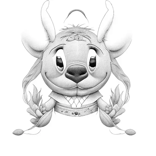 sad stich with scrumpt tattoo design idea