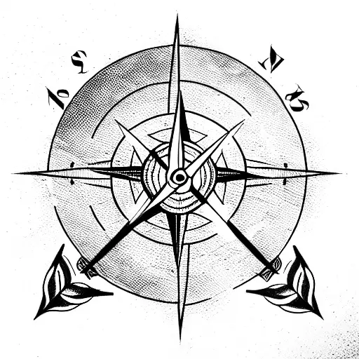 compass with arrow  tattoo design idea