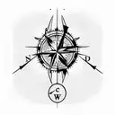 compass with arrow  tattoo design idea