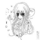 An anime character surrounded by chameleon color patterns in a minimalist style tattoo design idea