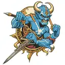 Duke Blue Devil Holding Florida State Spear  tattoo design idea