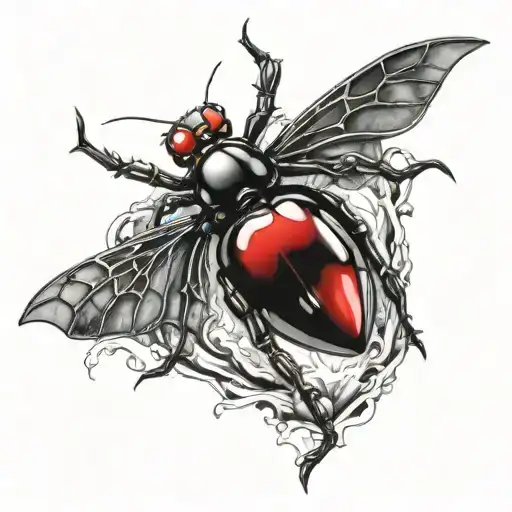 black widow on heart tattoo design idea