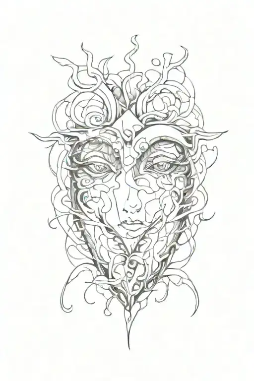 heart with face in middle tattoo design idea