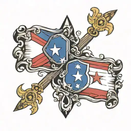 puerto Rico flag and Massachusetts state sign tattoo design idea