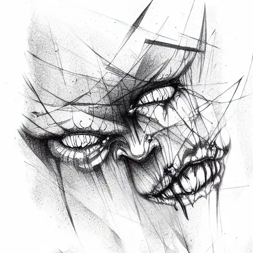 creepy face tattoo design idea