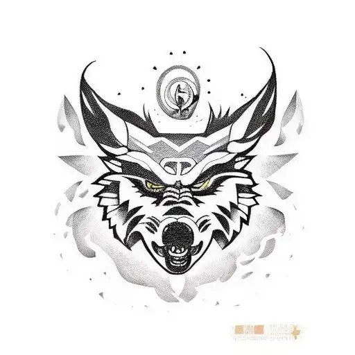 Lobo solitário em um cenário urbano tattoo design idea