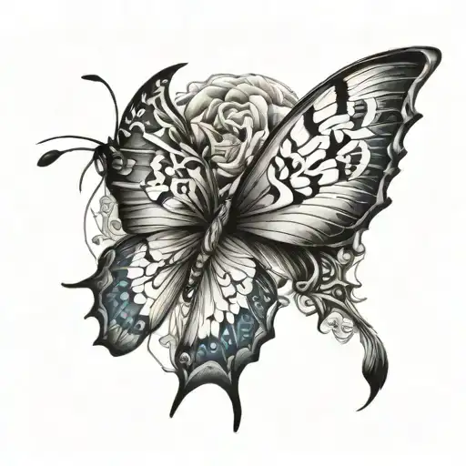 butterfly made out of kanji symbol tattoo design idea
