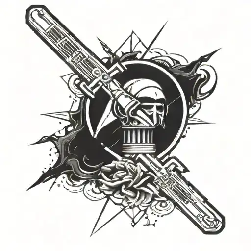 A minimalist design of a lightsaber crossed with a sword, symbolizing the client's love for both Star Wars and swords tattoo design idea