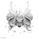 longer so that it can sit on a should collar bone and wrap around a neck. more bright colour tattoo design idea