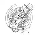 Artemis with a snanke and laurel tattoo design idea