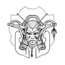 Artemis with a snanke and laurel tattoo design idea