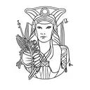 Artemis with a snanke and laurel tattoo design idea