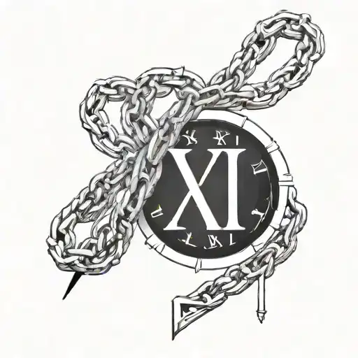 XXVI Roman Numeral wrapped with Kurapika Judgement Chain tattoo design idea