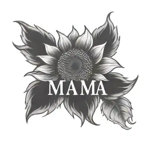 the word Mama in sunflower tattoo tattoo design idea