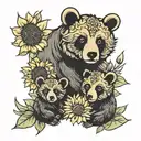 Sunflower mama bear and baby bear tattoo design idea