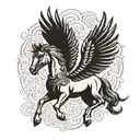 pegasus horse with wings tattoo design idea