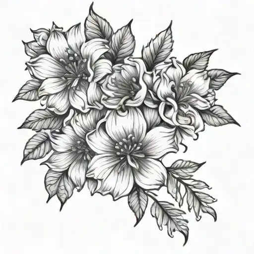 birth month flowers of May, December, and October  tattoo design idea