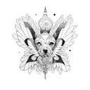 Patte de chien avec des ailes de papillons  tattoo design idea