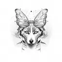 Patte de chien avec des ailes de papillons  tattoo design idea