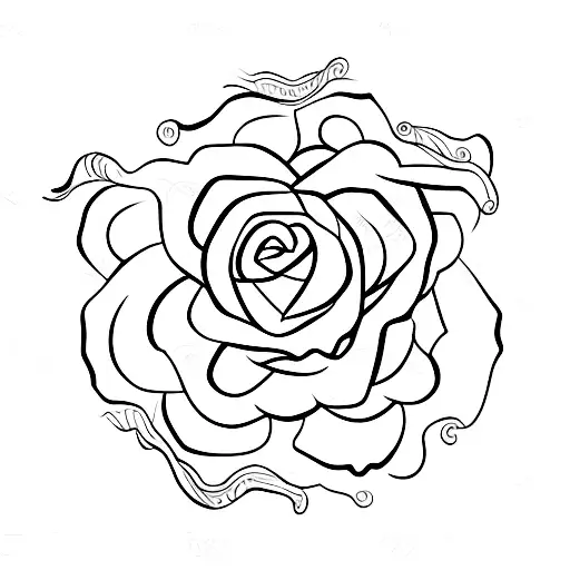 A delicate rose intertwined with a crown with a crack in it tattoo design idea