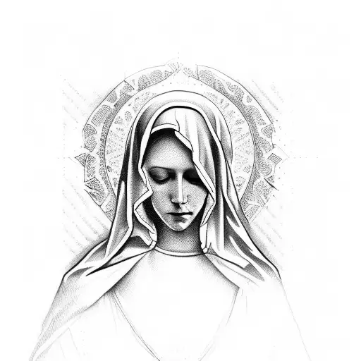 Day Of The Dead Art Virgin Mary Tattoo - Illustrated Ink - Free Transparent  PNG Download - PNGkey