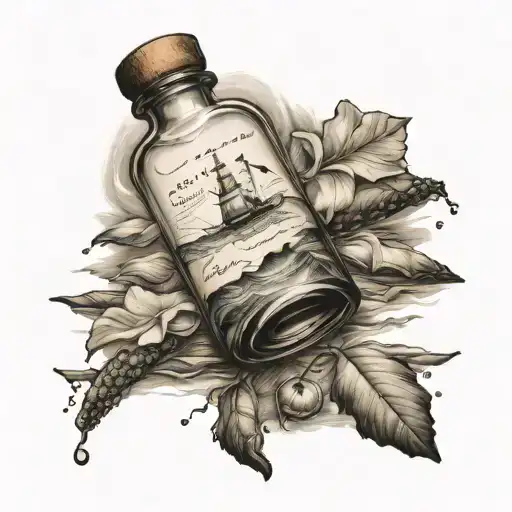 message in a bottle tattoo design idea