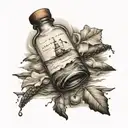 message in a bottle tattoo design idea
