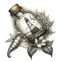 message in a bottle tattoo design idea
