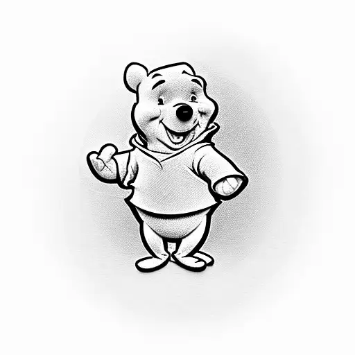 winnie the pooh holding baloons tattoo design idea