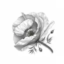 poppy, prime rose and larkspur tattoo design idea