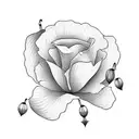 poppy, prime rose and larkspur bouquet tattoo design idea