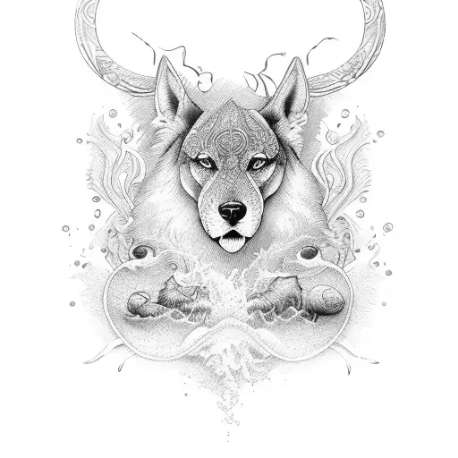 surf y animales acuáticos  tattoo design idea