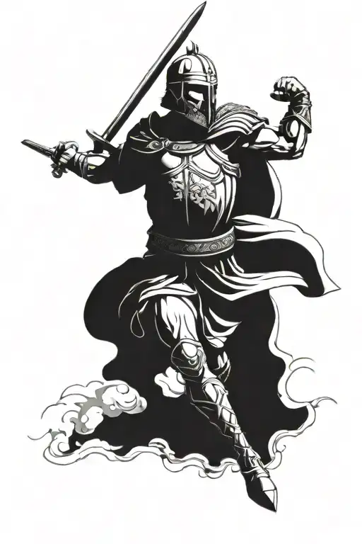 the great gladiator maximus aurelius kills commodo with a great strike of sword by jumping tattoo design idea