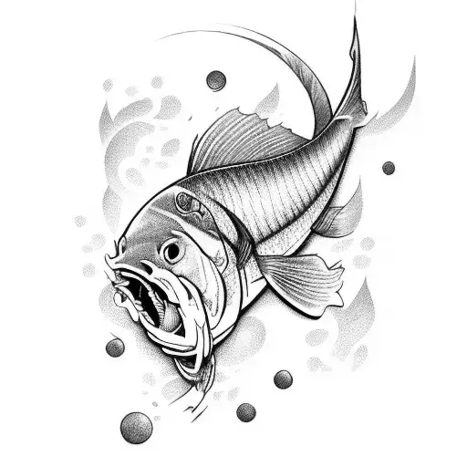 jasmine, carps, moon tattoo design idea