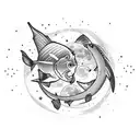 jasmine, carps, moon tattoo design idea