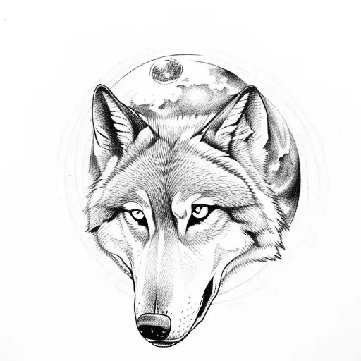 howling wolf under the moon in the forest tattoo design idea