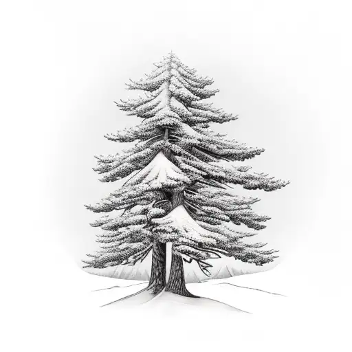 Maritime Pine on top of a hill tattoo design idea