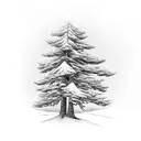 Maritime Pine on top of a hill tattoo design idea