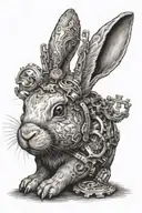 submissive rabbit with adhd brain tattoo design idea