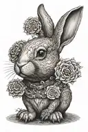 submissive rabbit with adhd brain tattoo design idea