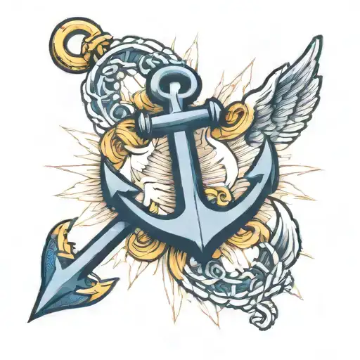 navy anchor angel wings  tattoo design idea