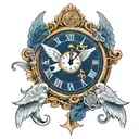 Navy with angels in  the clock face tattoo design idea