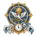 Navy with angels in  the clock face tattoo design idea