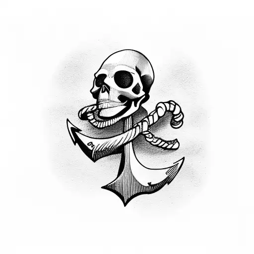 anchor sirens evil skull tattoo design idea